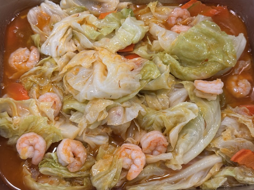 Shrimp with cabbage
